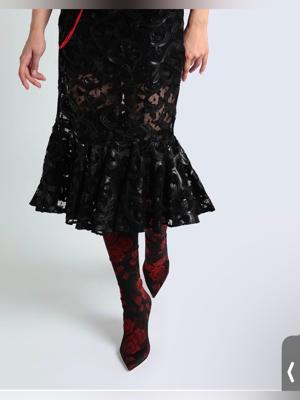 Dolce & Gabbana Over-the-Knee Sock Boot with Floral Pattern and Gold Heel Size 6 - Picture 4 of 11